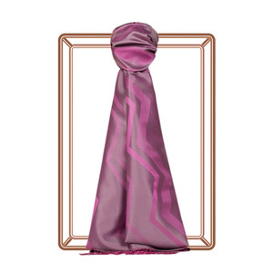 Dry Rose Ethnic Zigzag Silk Scarf - Thumbnail