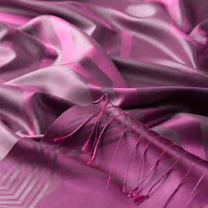 Dry Rose Ethnic Zigzag Silk Scarf - Thumbnail