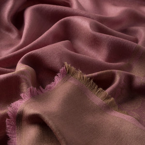 Dry Rose Floral Print Wool Silk Scarf - Thumbnail
