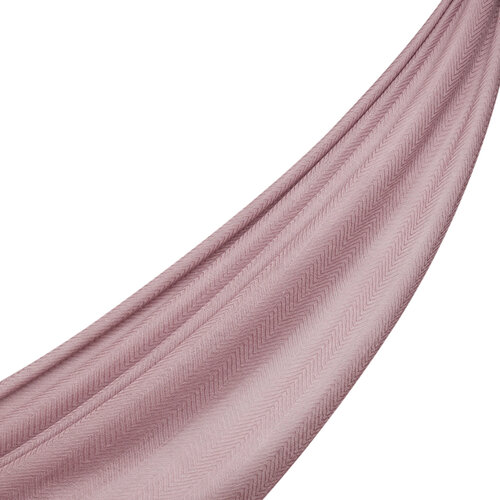 Dry Rose Herringbone Patterned Wool Silk Shawl