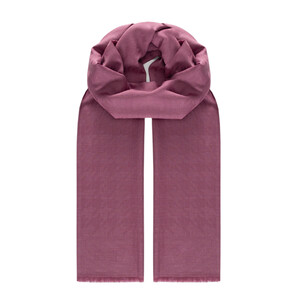 Dry Rose Houndstooth Patterned Wool Silk Scarf - Thumbnail