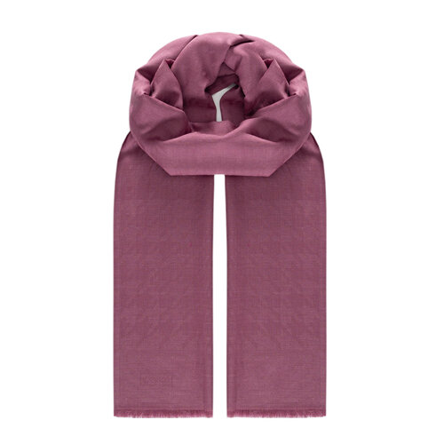Dry Rose Houndstooth Patterned Wool Silk Scarf