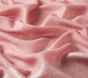 Dry Rose Lurex Border Wool Silk Scarf - Thumbnail
