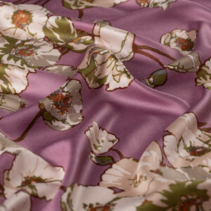 Dry Rose Spring Branch Print Silk Scarf - Thumbnail