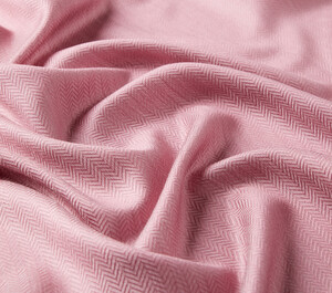 Dry Rose Thin Herringbone Wool Silk Scarf - Thumbnail