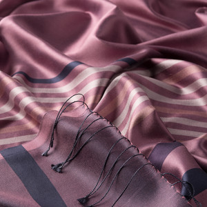 Dry Rose Thin Meridian Striped Silk Scarf - Thumbnail