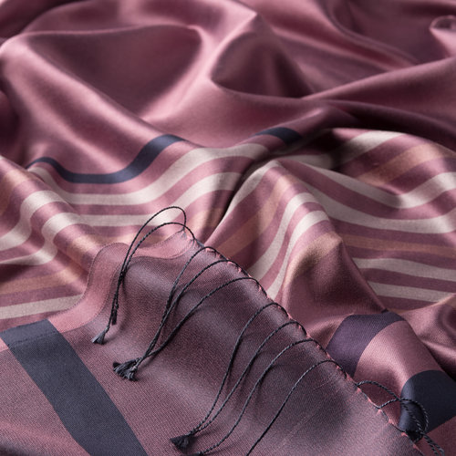 Dry Rose Thin Meridian Striped Silk Scarf