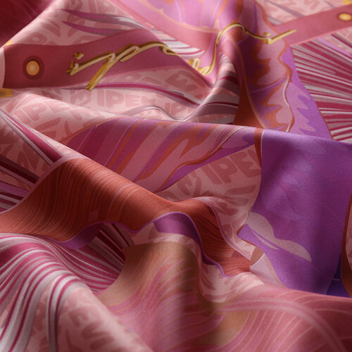 Dry Rose Tropical Monogram Twill Silk Scarf