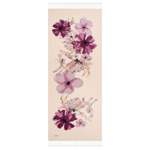 شال حرير بتصميم ورود لون وردي