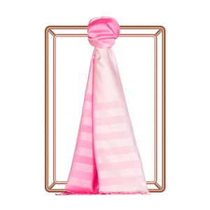 Dusty Pink Mono Striped Silk Scarf - Thumbnail