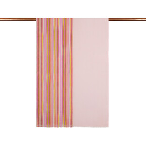 ipekevi - Dusty Pink Rainbow Striped Cotton Silk Scarf (1)