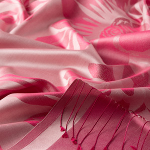 Dusty Pink Royal Garden Jacquard Silk Scarf - Thumbnail