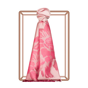 Dusty Pink Royal Garden Jacquard Silk Scarf - Thumbnail