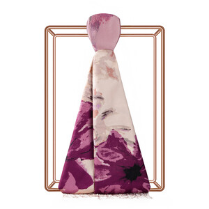 Dusty Pink Water Fleur Print Silk Scarf - Thumbnail