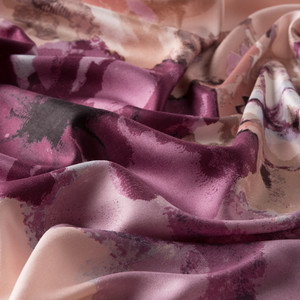 Dusty Pink Water Fleur Print Silk Scarf - Thumbnail