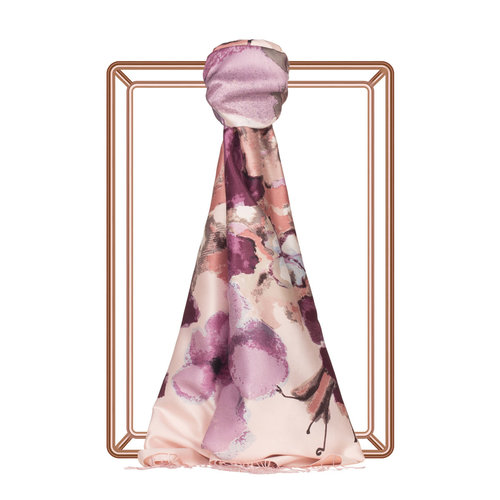 Dusty Pink Water Fleur Print Silk Scarf