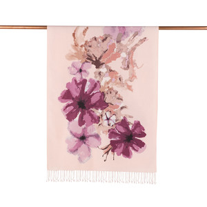 Dusty Pink Water Fleur Print Silk Scarf - Thumbnail