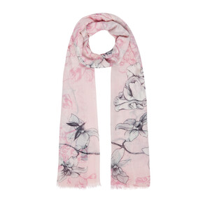 Dusty Pink Winter Roses Print Scarf - Thumbnail