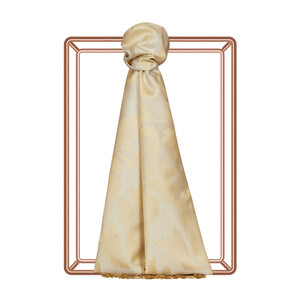 Ecru Nev Garden Jacquard Silk Scarf - Thumbnail