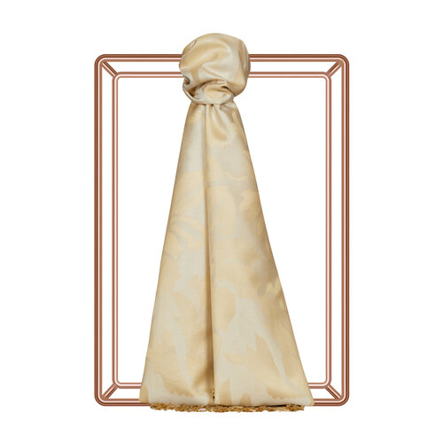 Ecru Nev Garden Jacquard Silk Scarf