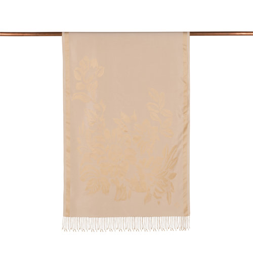 Ecru Royal Garden Jacquard Silk Scarf