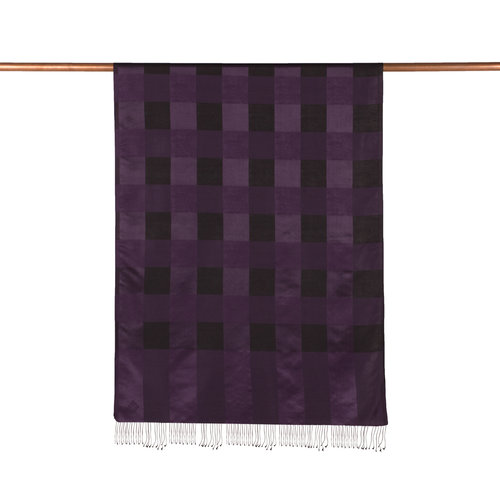 Eggplant Purple Buffalo Checked Silk Scarf