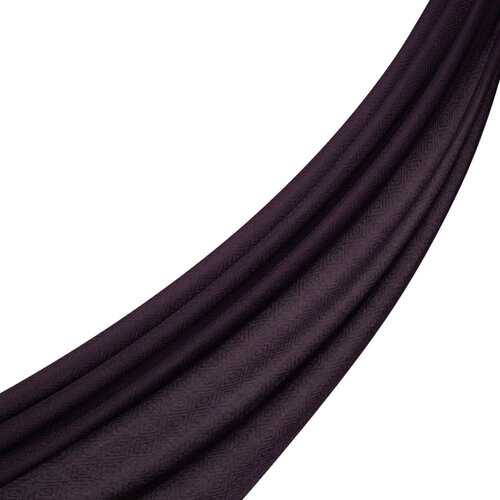 Eggplant Purple Ikat Print Wool Silk Scarf