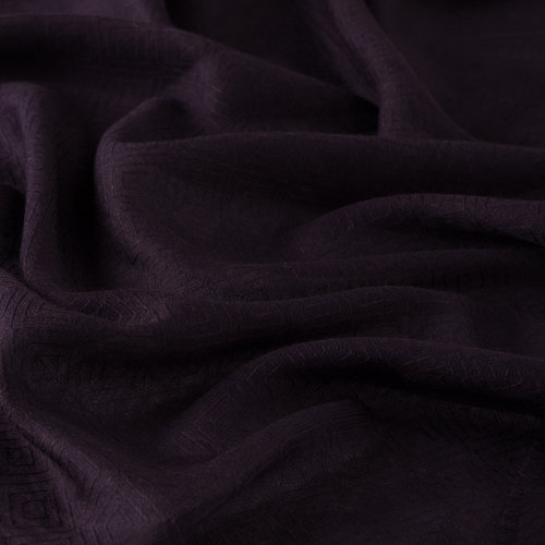 Eggplant Purple Ikat Print Wool Silk Scarf