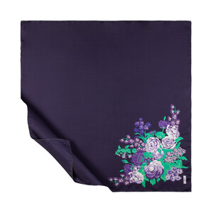 Eggplant Purple Palace Garden Print Silk Twill Scarf - Thumbnail