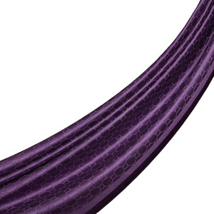 Eggplant Purple Patterned Silk Scarf - Thumbnail
