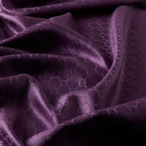 Eggplant Purple Patterned Silk Scarf - Thumbnail