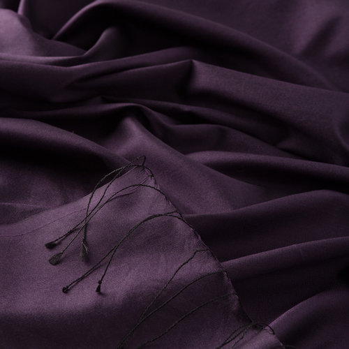 Eggplant Purple Plain Silk Shawl