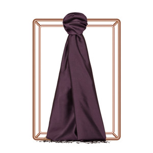 Eggplant Purple Plain Silk Shawl - Thumbnail