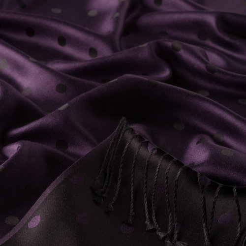 Eggplant Purple Polka Dot Silk Scarf