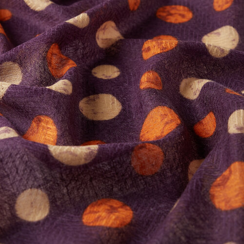 Eggplant Purple Polka Print Wool Scarf
