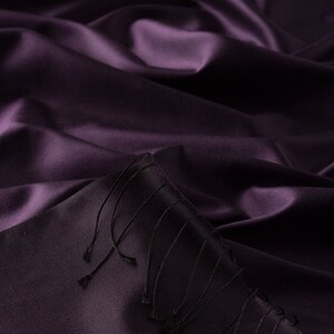 Eggplant Purple Reversible Silk Neck Scarf - Thumbnail
