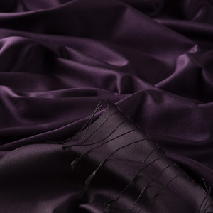 Eggplant Purple Reversible Silk Scarf - Thumbnail