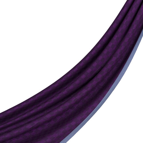 Elegant Purple Checkered Wool Silk Scarf
