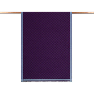 ipekevi - Elegant Purple Checkered Wool Silk Scarf (1)