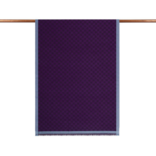Elegant Purple Checkered Wool Silk Scarf