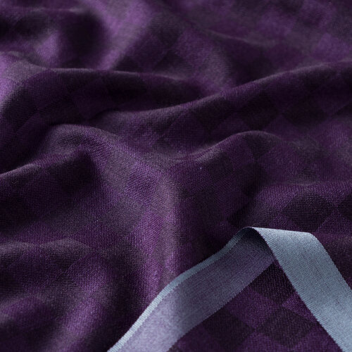 Elegant Purple Checkered Wool Silk Scarf
