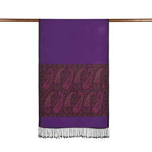 Elegant Purple Jacquard Hand Woven Prime Silk Scarf - Thumbnail