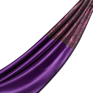 Elegant Purple Jacquard Hand Woven Prime Silk Scarf - Thumbnail