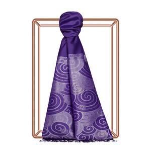 Elegant Purple Lurex Spiral Silk Scarf - Thumbnail