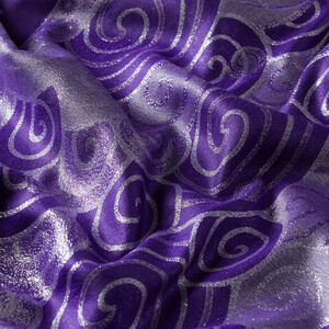 Elegant Purple Lurex Spiral Silk Scarf - Thumbnail