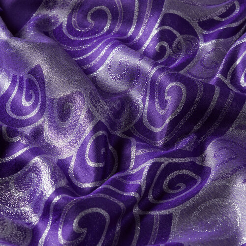Elegant Purple Lurex Spiral Silk Scarf