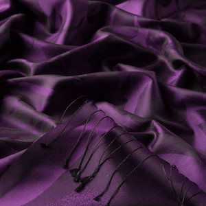 Elegant Purple Nev Garden Jacquard Silk Scarf - Thumbnail