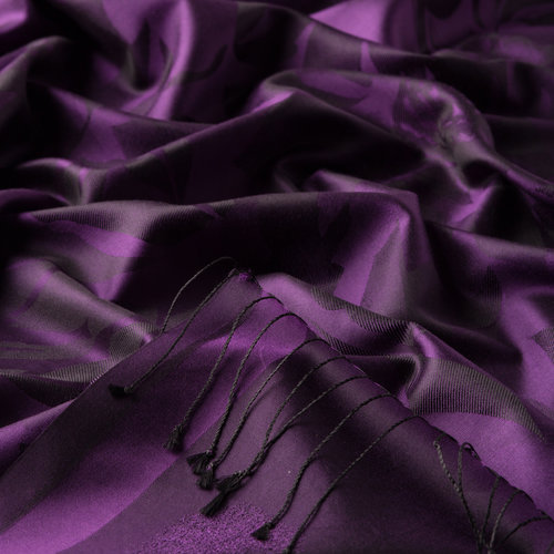 Elegant Purple Nev Garden Jacquard Silk Scarf