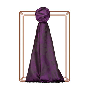 Elegant Purple Nev Garden Jacquard Silk Scarf - Thumbnail