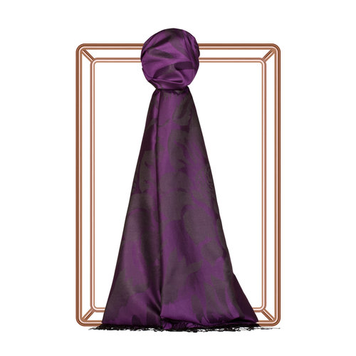 Elegant Purple Nev Garden Jacquard Silk Scarf